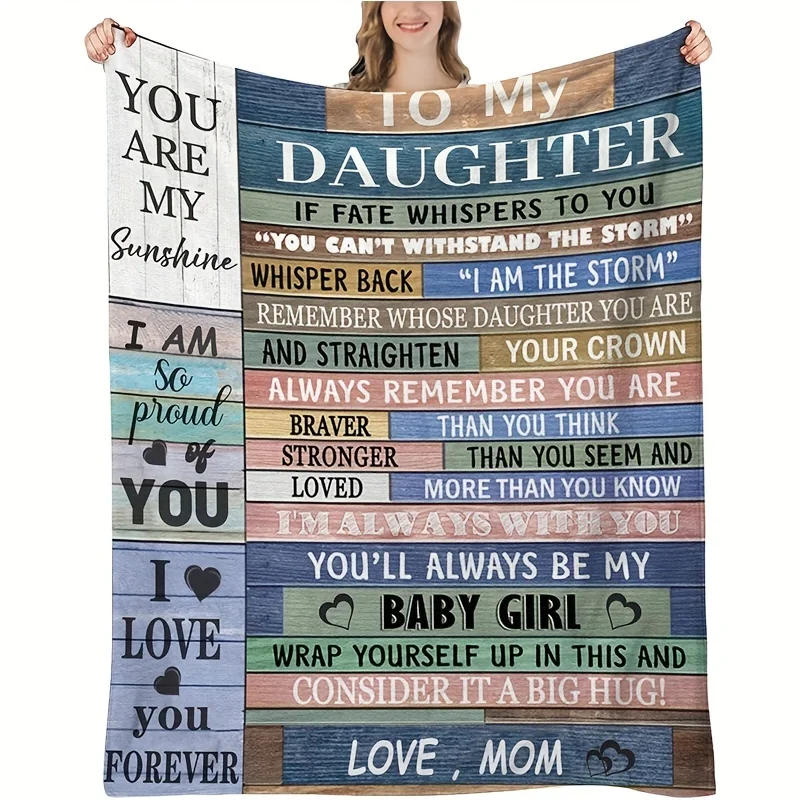Flanelldecke „To My Daughter“, bedruckt für Kinderzimmer, Dekoration, warme, weiche, bequeme Decke für Sofastuhl