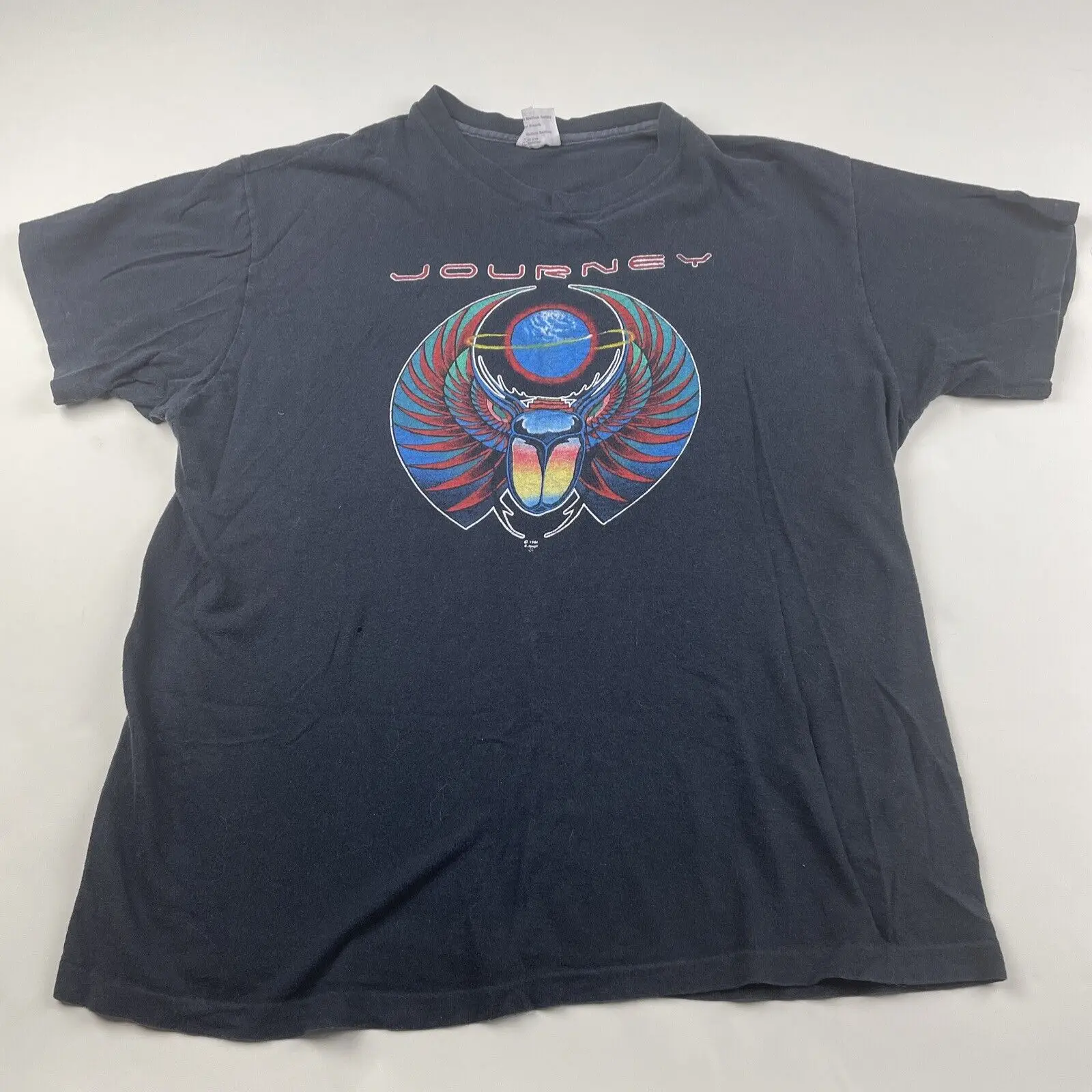 Vintage 1981 Journey T Shirt Black Large Pine Knob Date Exclusive