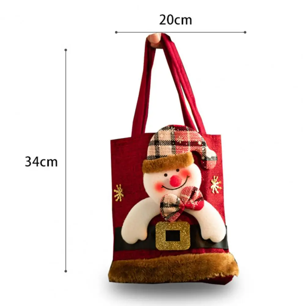 Christmas Gift Bag 3D Santa Claus Snowman Deer Candy Bag Reusable Cartoon Xmas Kids Tote Bags for New Year Festive Fruit Snack