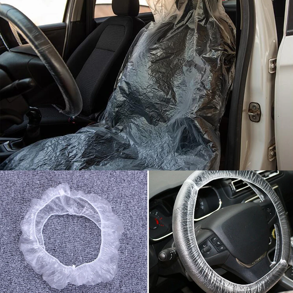 

Car Seat Cover Three-piece Set PVC Protective Disposable Covers for Most Cars Storage Bag Waterproof Easy Clean