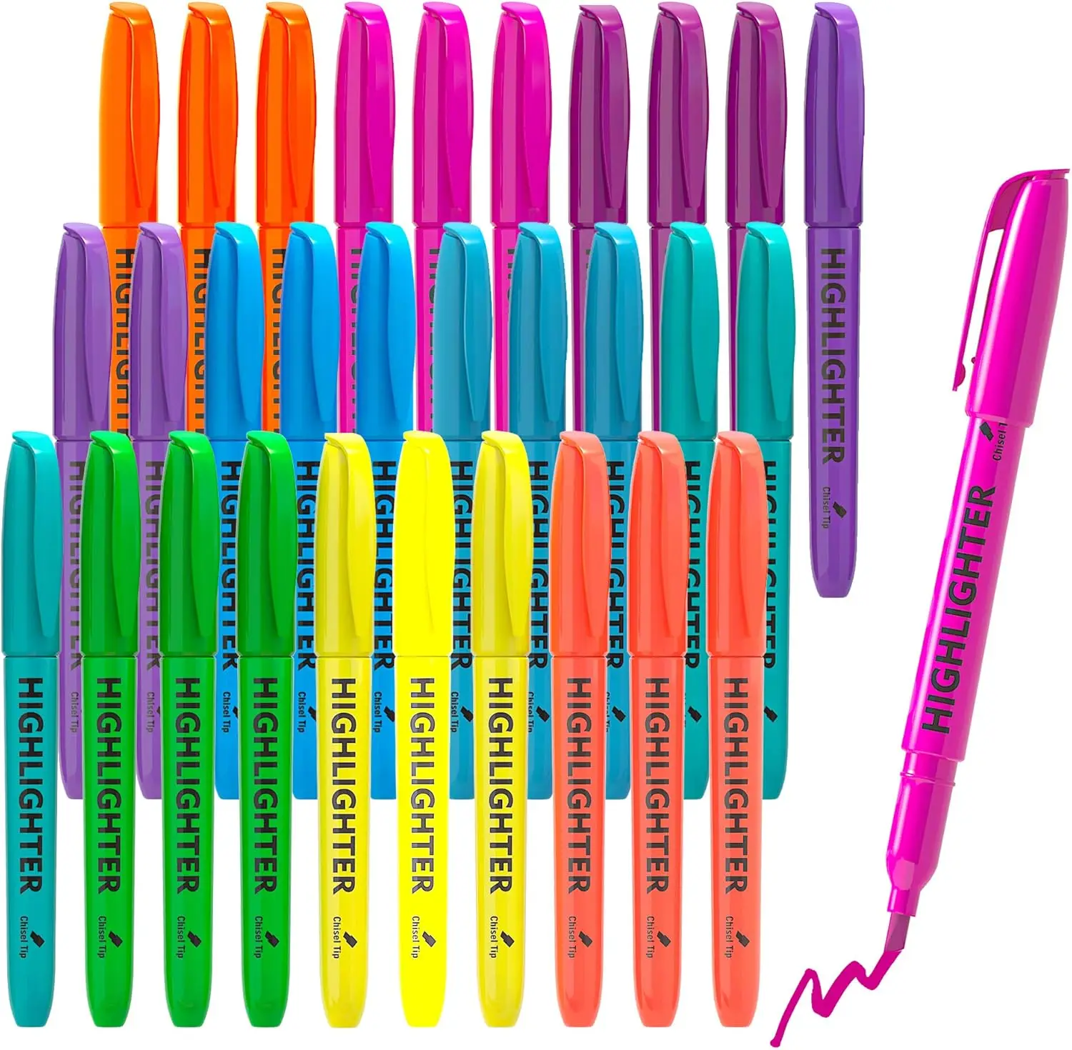 

30 Pack Bright Highlighters, 10 Colors, Chisel Tip, Quick-Dry for School Office Home