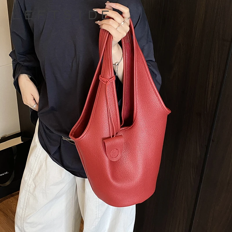 

LEFTSIDE High capacity PU Leather Hobo Bags for Women 2025 New Trend Fashion Underarm Shoulder Bag Ladies Handbags and Purses