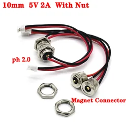 10mm Wires Open Female Male to PH 2.0 DC Magnet Spring-Loaded Pogo Pin Connector Fast Charging Magnetic Cable 5V 2A Power Cord
