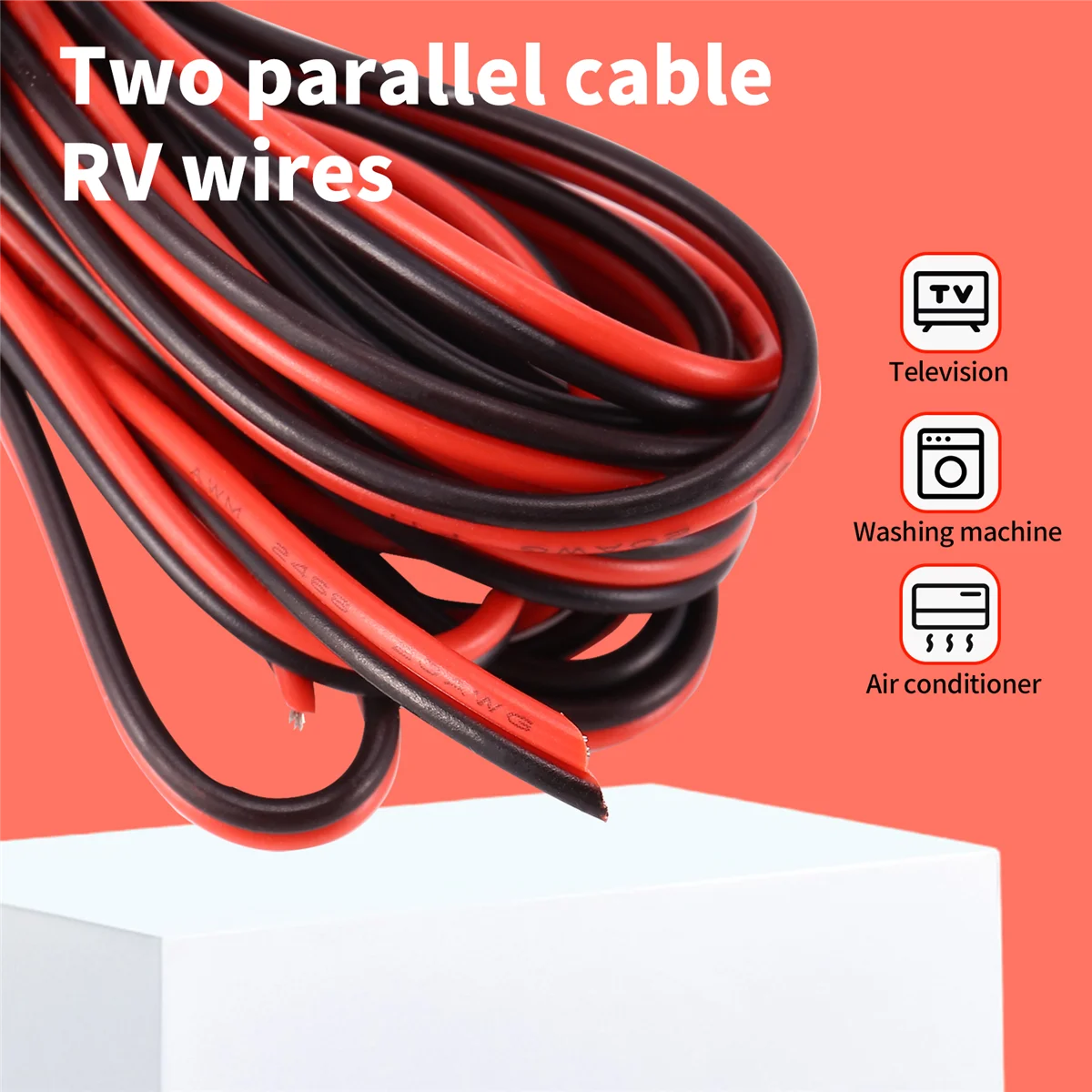 ABYA 20 GAUGE PER 3 METER RED BLACK ZIP WIRE AWG CABLE POWER GROUND STRANDED COPPER CAR