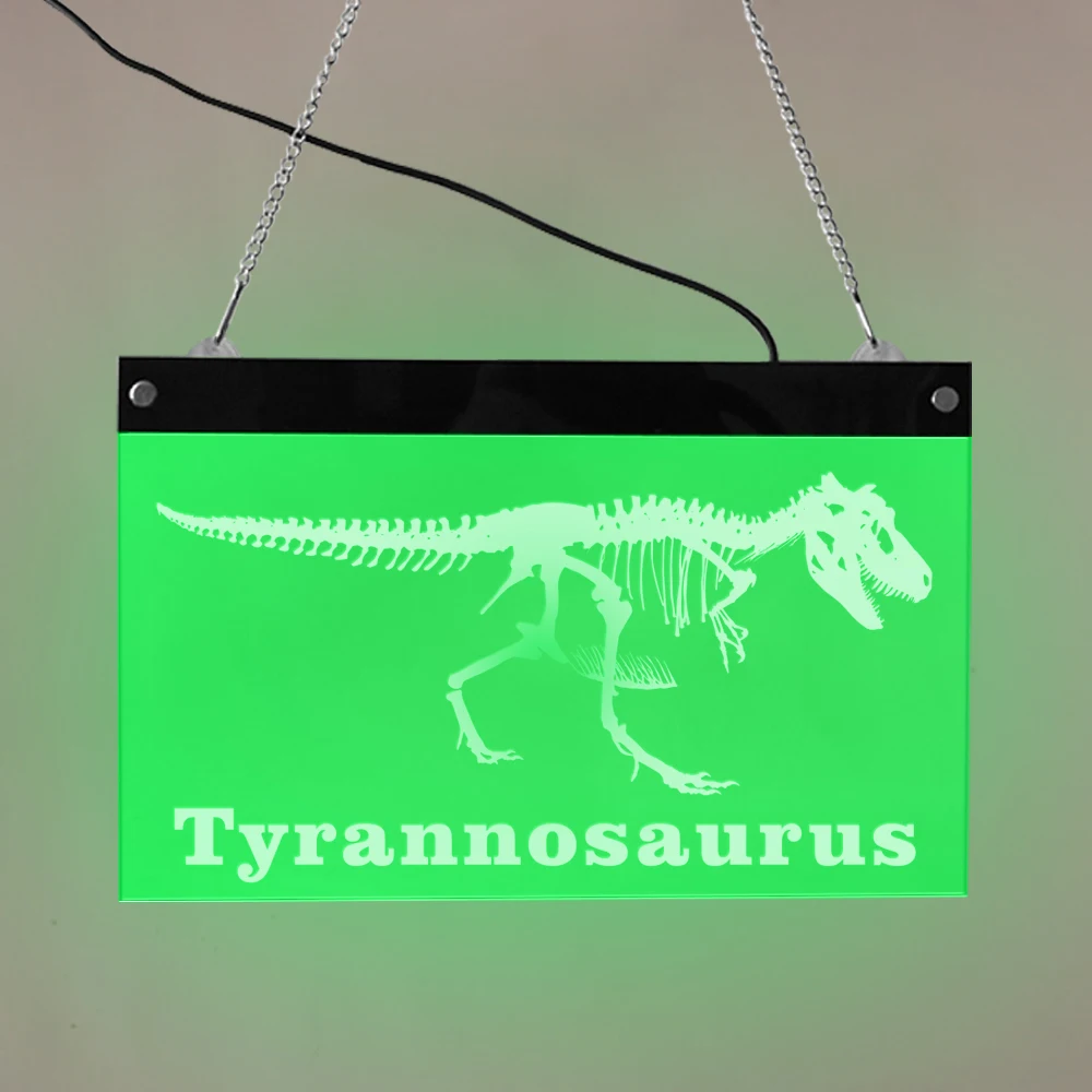 Tyrannosaurus Rex Skeleton LED Neon Sign Museum LED Lighting Wall Sign Dinosaur T-Rex Decorative Acrylic LED Edge Lighting Art