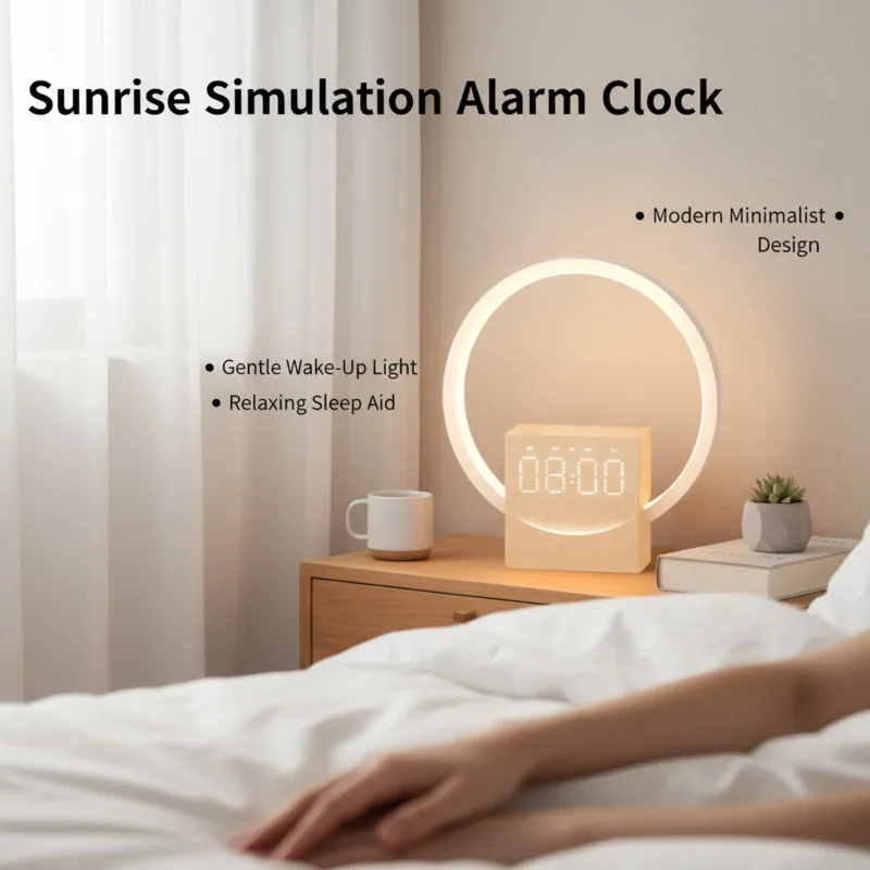 

3 Level Dimmable Sunrise Alarm Clock Lamp White Noise Wake Up Light With Bluetooth Speaker Night Light Creative Table Lamp New
