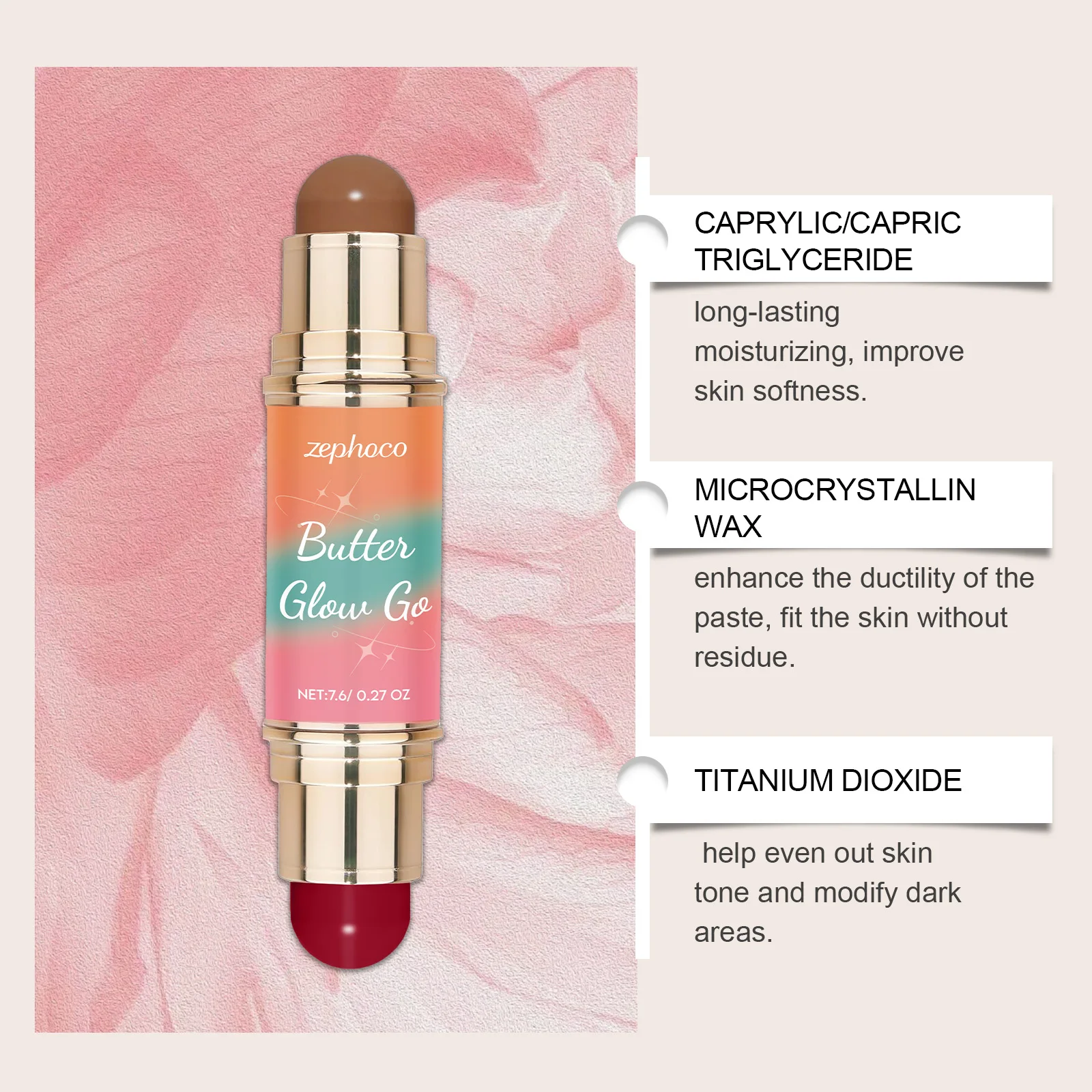 マルチデュアルエンドコンタースティックブロンザーブラッシュ防水長持ちフェイススカルプティングメイクアップすべての肌タイプポータブルトラベルサイズ