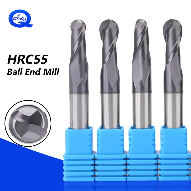 

2 Flute Ball Nose Milling Cutter HRC55 Nano Coated Hard Steel Carbide Milling Cutter Tungsten Carbide Milling Cutter CNC