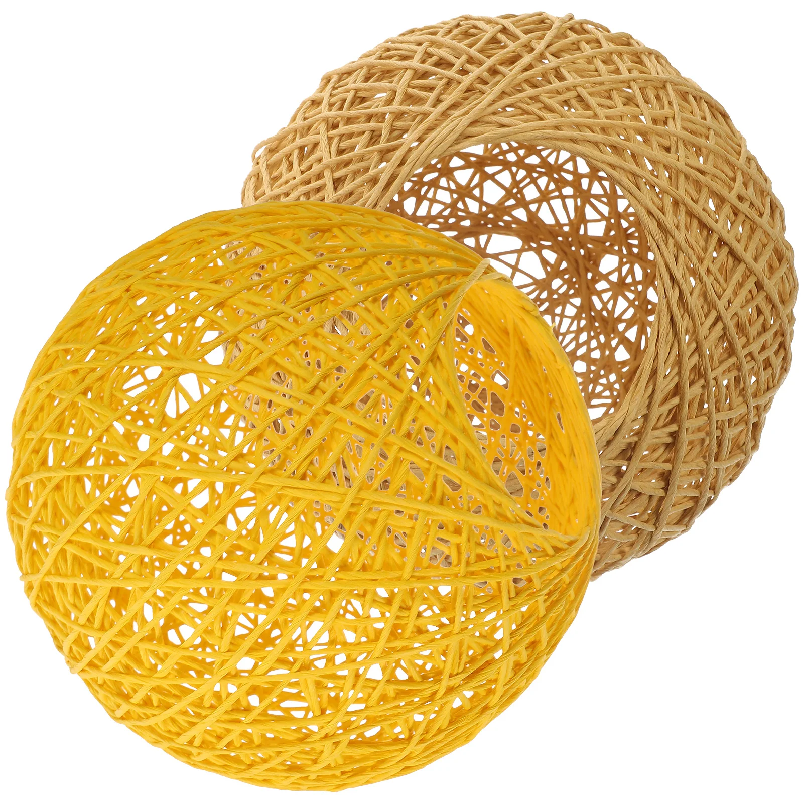 2 قطعة ظلال مصابيح قلادة مستديرة ريفي المنسوجة غطاء الروطان لمصباح السقف ديكور المنزل الإضاءة الناعمة استبدال الملحقات #6