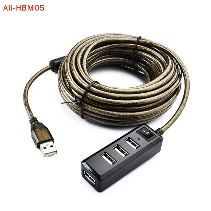 (HB05)4Ports USB 2.0 HUB Extension Cable Male To Female Active Repeater Wireless Network Card Extension Cord USB Adapter