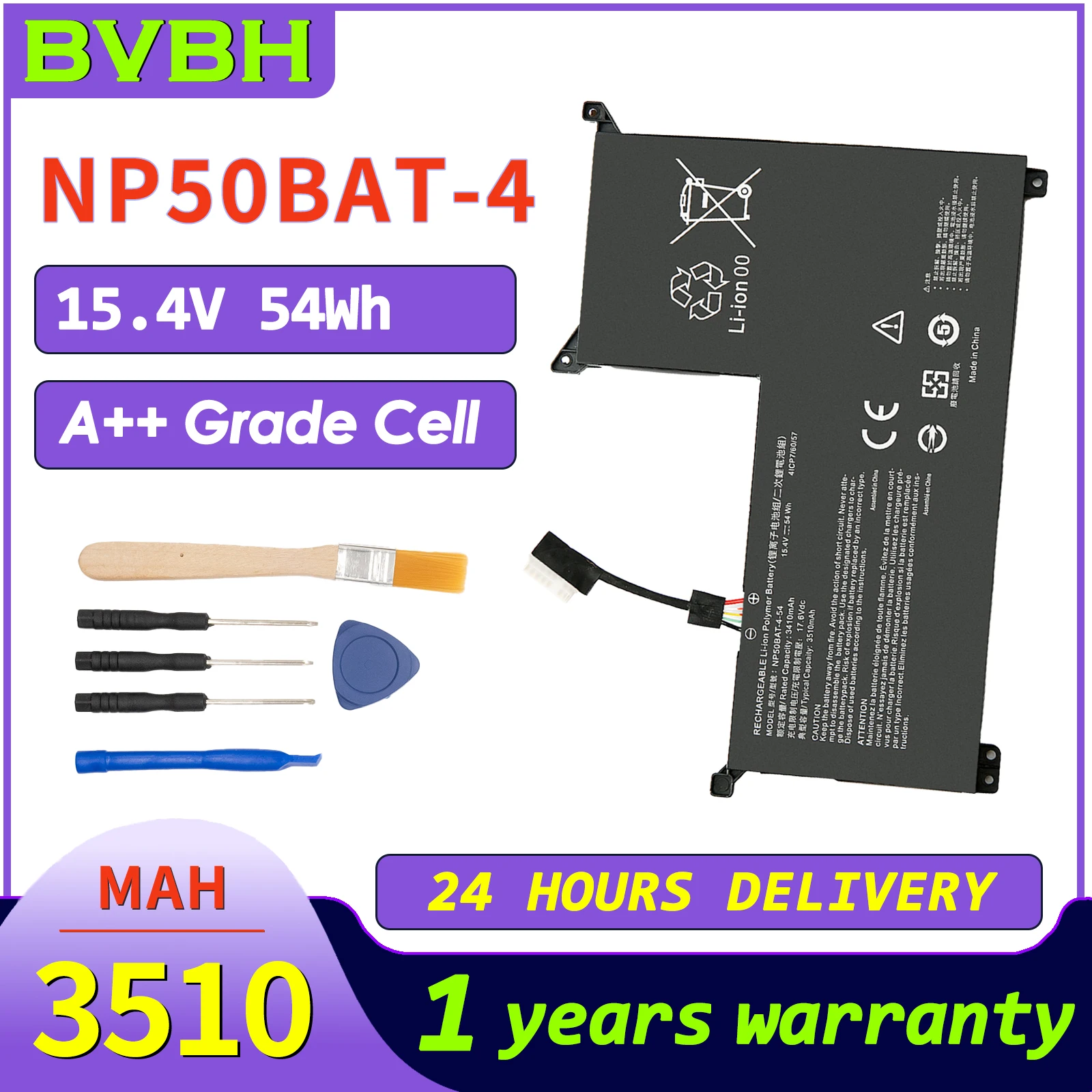

BVbh NP50BAT-4 New Battery For Clevo 4ICP7/60/57 XMG Focus,JIANGXIN X15 Notebook 3510mah
