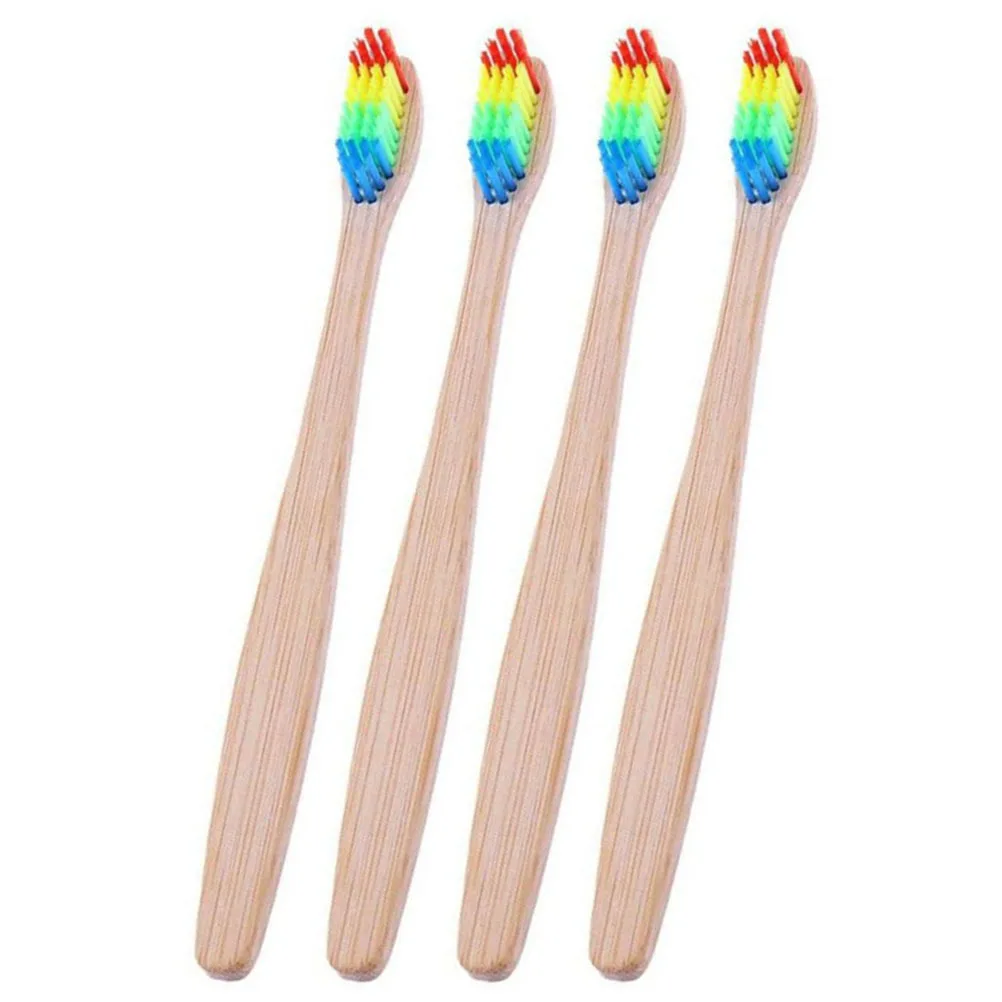 4 قطعة فرشاة أسنان مصنوعة من خشب الخيزران قبضة مريحة لا حاجة إلى مقبض جاف بعد الاستخدام للسفر المنزل فرشاة أسنان مصنوعة من خشب الخيزران الكبار فرشاة الأسنان