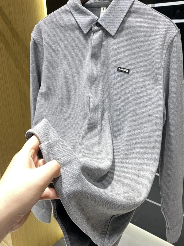   Lã de acetato masculino longo sve irt confortável deslocamento busin casual suporte ajuste botão acima calor primavera outono