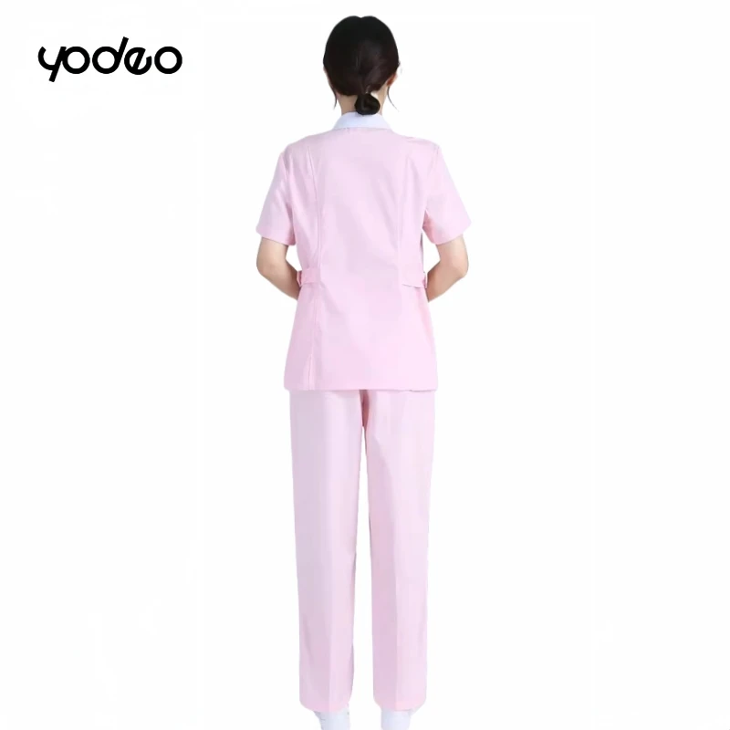 Autumn winter thick nurse uniform long sleeved suit lotus leaf collar pink coat pet grooming clinic nursing uniform work uniform