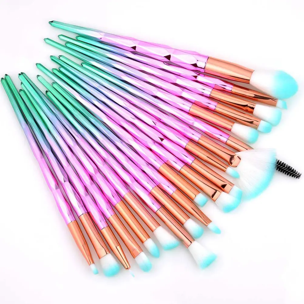 

20Pcs Makeup Brushes Set Premium Makeup Tools Transparent Gradient Handle Soft Smooth Brushes for Foundation Eyeliner Lip