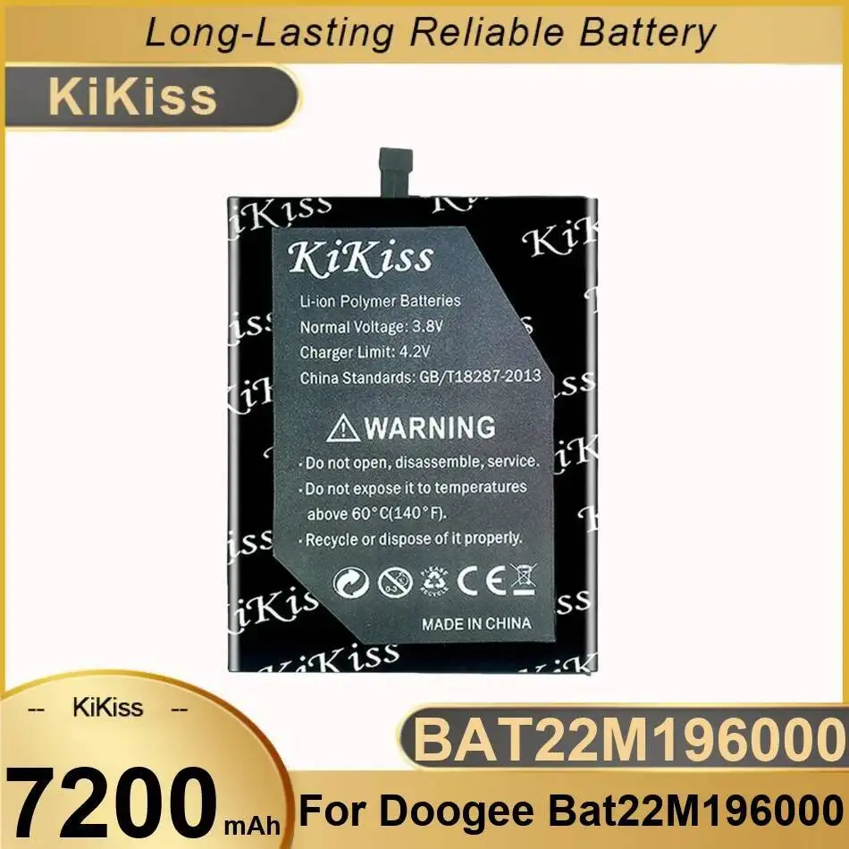 

Аккумулятор мобильного телефона для Doogee BAT22M196000 7200 мАч, легкий вес с быстрой зарядкой