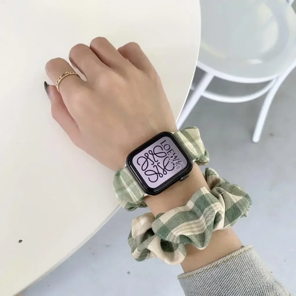 Scrunchie Strap for Apple Watch Band ultra 2 49mm 45mm 41mm 44mm 38-42-40mm Elastic nylon Bracelet iwatch series 9 8 7 6 5 4 SE