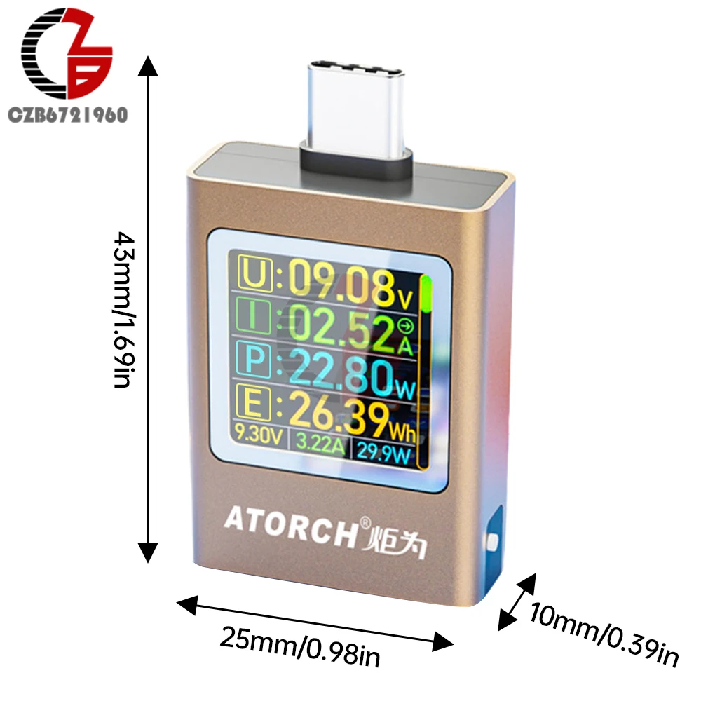 다기능 USB C타입 테스터 DC 전압계 전류계 배터리 용량 테스터, 디지털 디스플레이 전압 전류 테스터, DC 4.5-50V