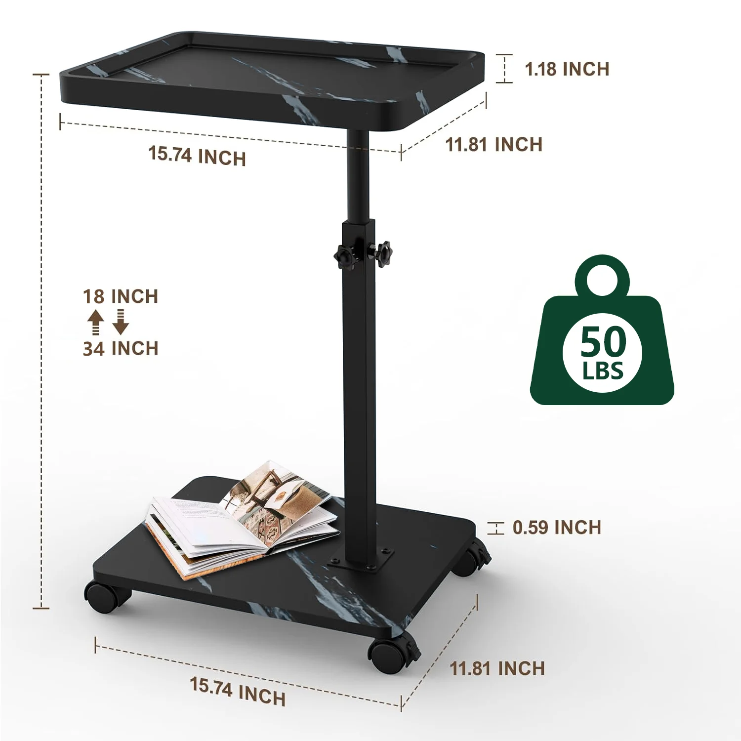 15.74x11.81 Inch Coffee Table C-Shaped Simple Mobile Rolling Storage Desk Home Bedside Corner Sofa Cabinet Family Side Tables image 6