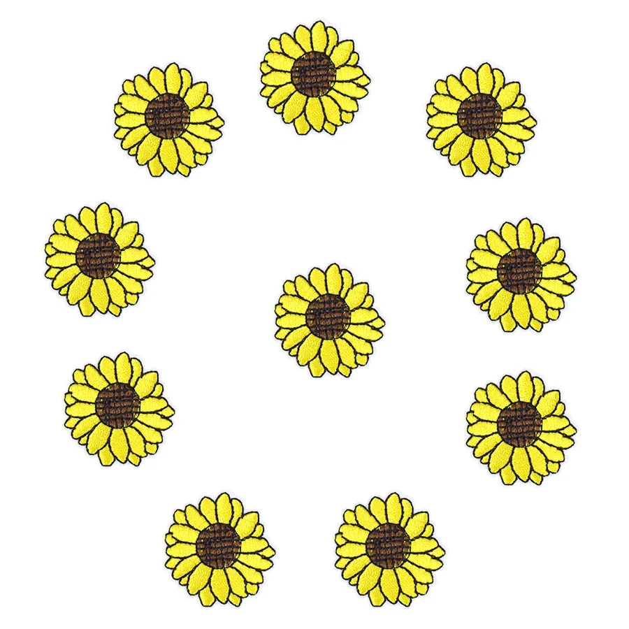 10PCS Yellow Sunflowers Patches for Clothing Applique Embroidery Patch for Jeans Apparel Sewing Decoration Applique Pathes Craft