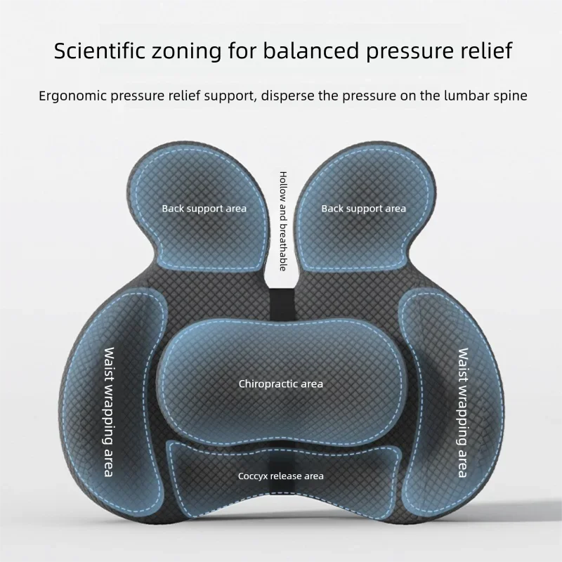 Office Cushion Chair Sitting Waist Support Cushion Seat Backrest Ergonomic Memory Cotton Hemorrhoid Artifact Student Ass Cushion