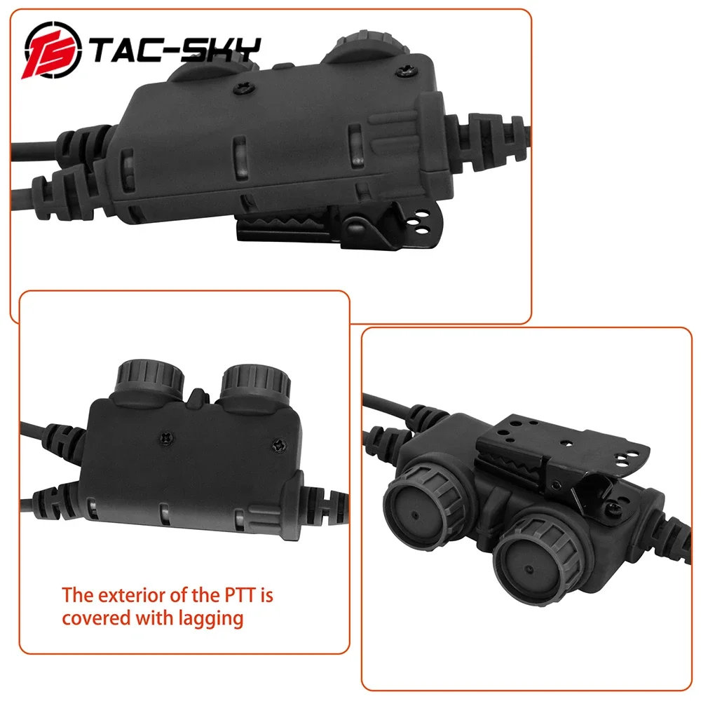 TS TAC-SKY Dual Communication RAC Tactical Military PTT Adapter Compatible with Comtac Sordin Military Version Headset