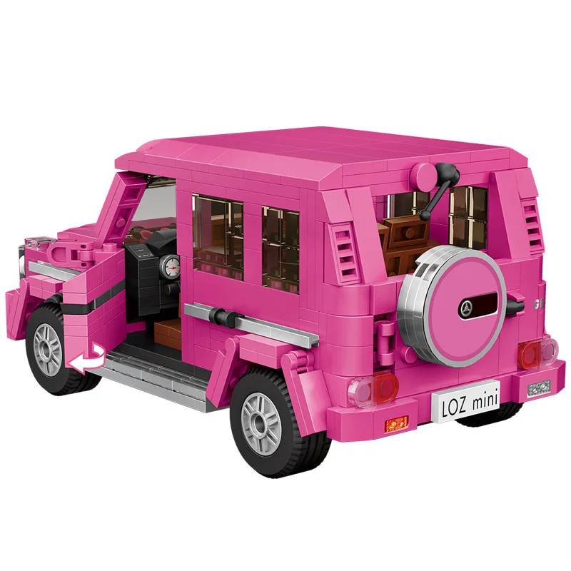 LOZ Mini Building Blocks pink convertible assembling building block car model assembling small particle toys pink classic car