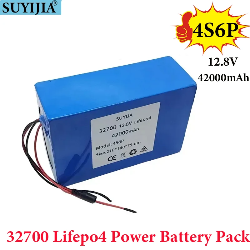 12.8V 42000mAh 32700 Lifepo4 4S6P Electric Bike Battery Pack 14.6V 2A Charger with 40A Same Port Balanced BMS 12V Power Supply