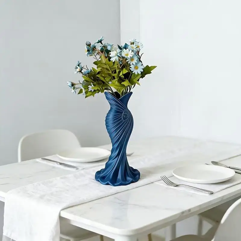 Elegant Dress Shape Plastic Vase Modern Flower Vase Floral Decor Mouth Simple Stylish Container Home Wedding Table Decorative