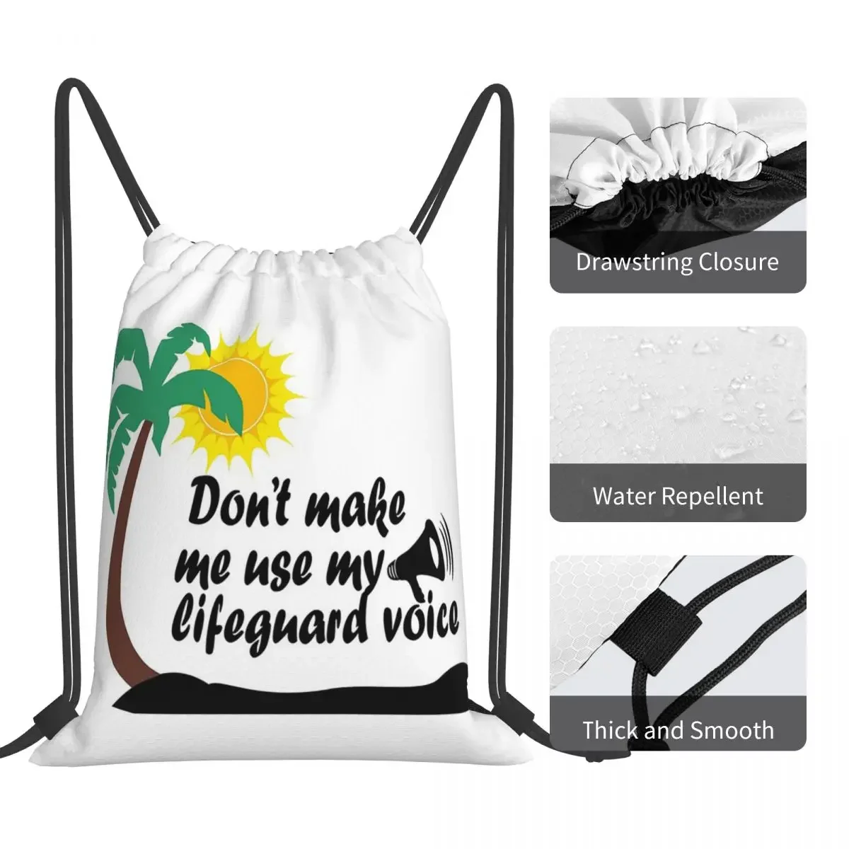 Fuuny Lifeguard Don't Make Me Use My Lifeguard Voice Backpacks Drawstring Bags Drawstring Bundle Pocket Sports Bag BookBag