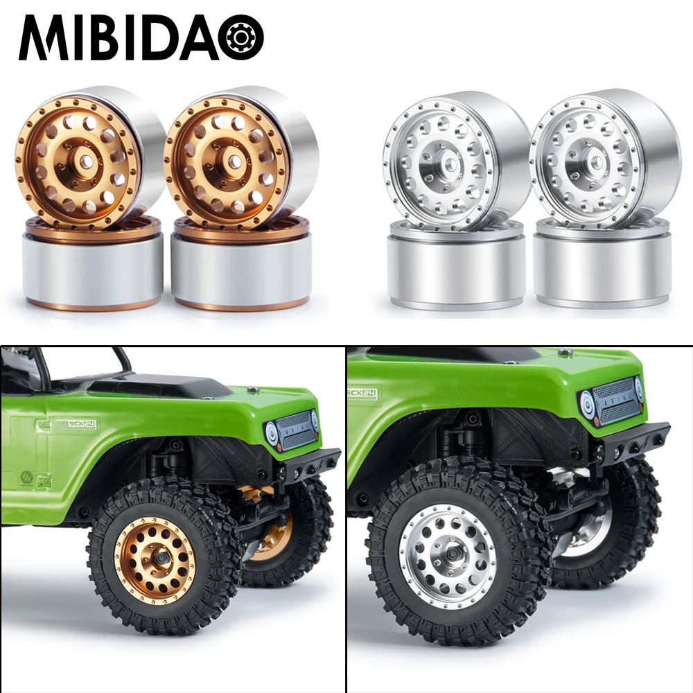 

MIBIDAO 4 шт. Micro 1/4 "обод колеса из алюминиевого сплава Beadlock для Axial SCX24 1,0 Φ 1/24 детали для радиоуправляемого гусеничного автомобиля