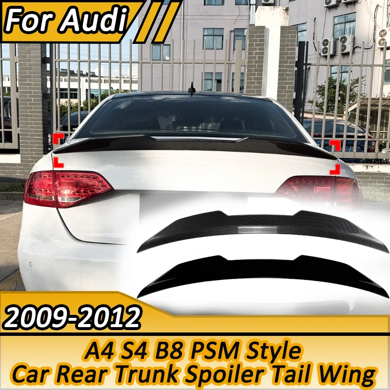 For Audi A4 S4 B8 2009 2010 2011 2012 PSM Style Car Rear Trunk Spoiler Tail Wing Fixed Decoration Exterior Body Kits Tuning