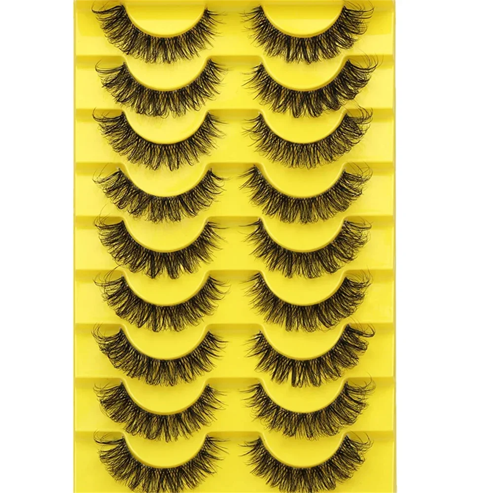 10 Pairs Faux Mink Eyelashes False Eyelashes Fluffy Lashes Dramatic Volume Lashes Natural Long Eyelashes Makeup