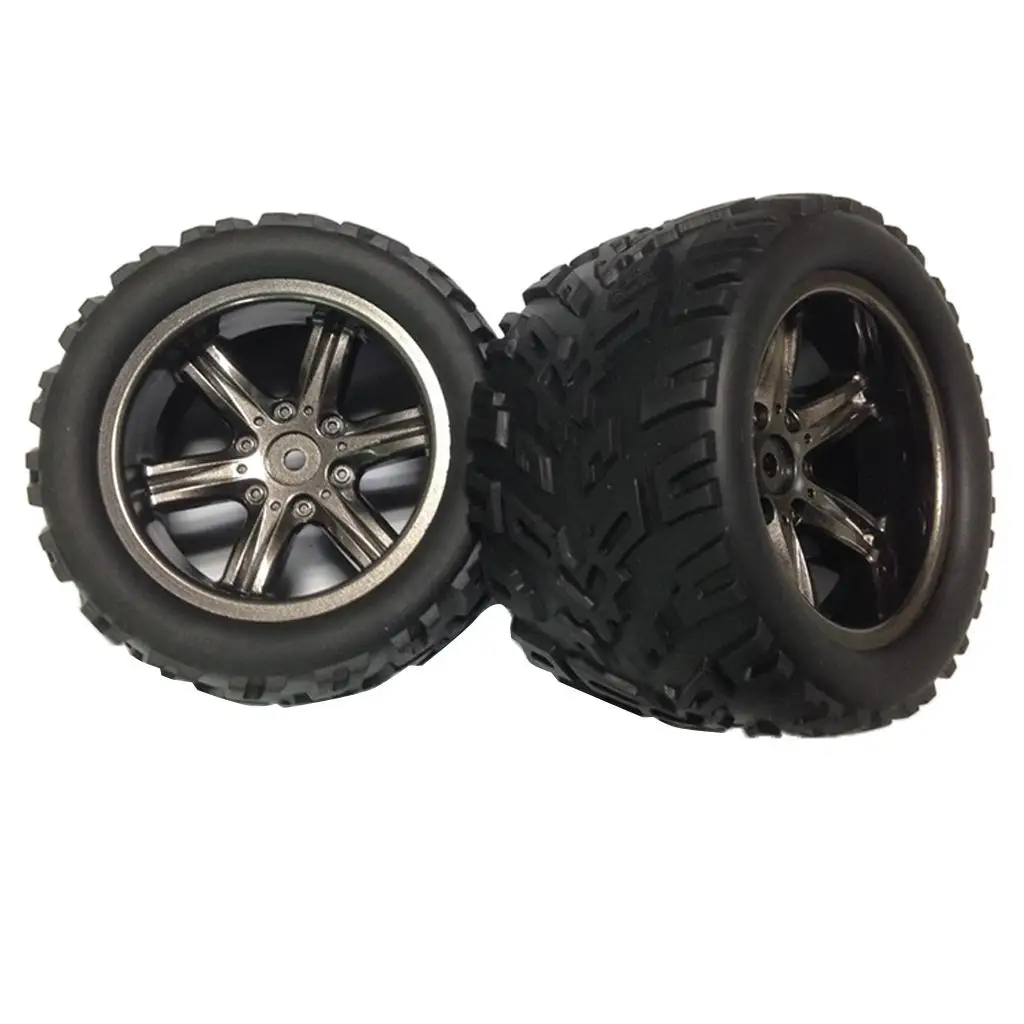 

2 Pack RC Tires and Wheel Rims Sets 85X50mm /12 Scale Monster Truck