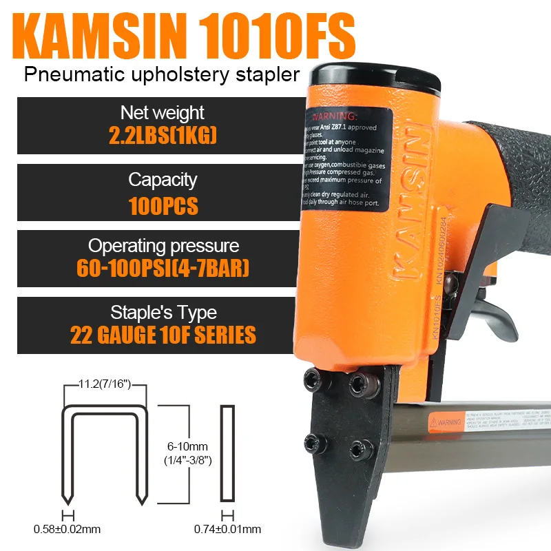 

KAMISN KN1010FS 22Gauge 10 Series Pneumatic Upholstery Continuous Firing Stapler 1010F nail Fine Nail Gun
