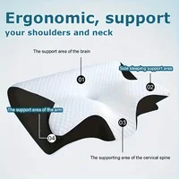 Almohada ergonómica para el cuello contorneada 2 en 1: nuevo diseño de cuerno para dormir en el lado/espalda/estomaco, relajación de los hombros y soporte suave y firme
