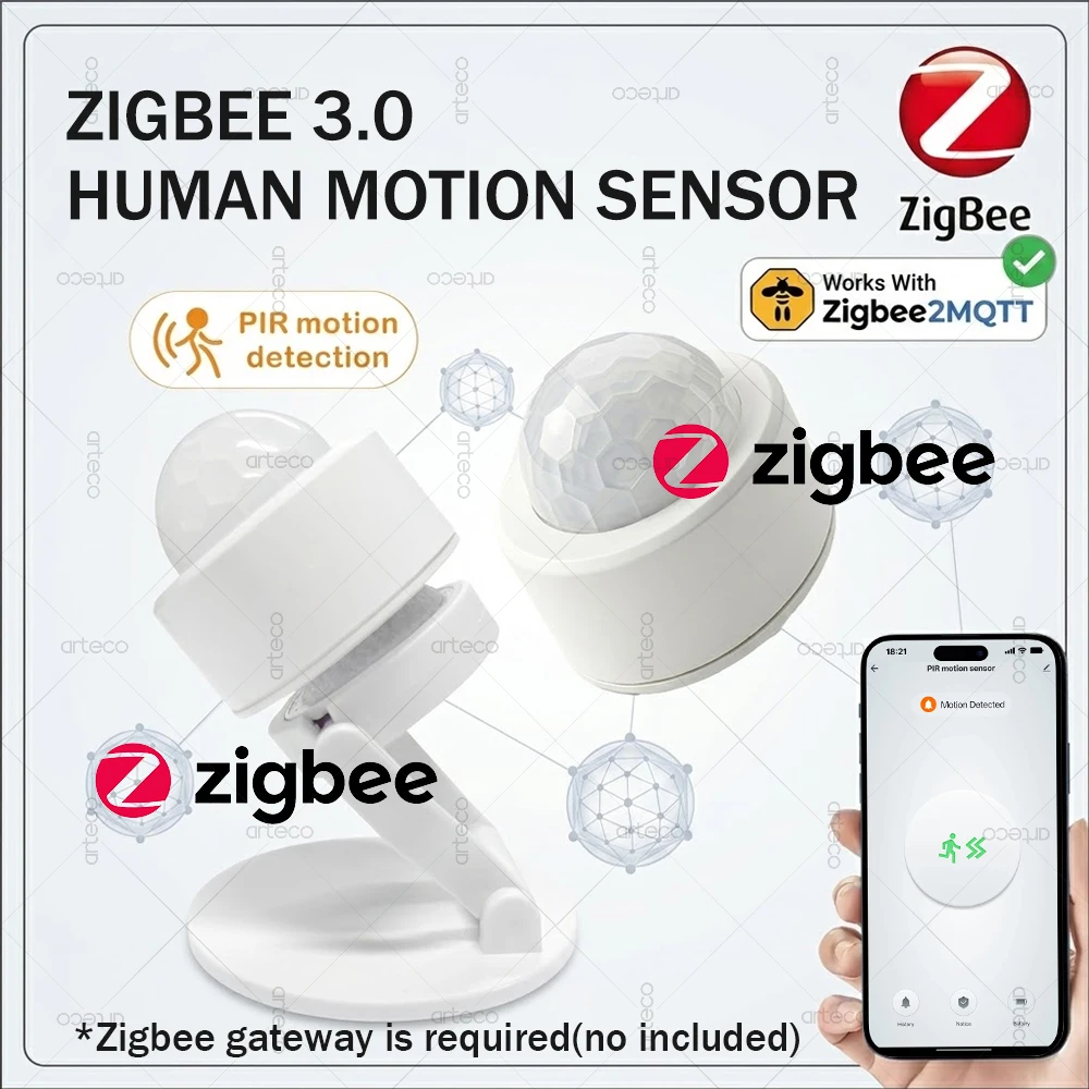 Zigbee 3.0 Mini PIR Motion Sensor Human Body Infrared Detector Security Alarm Support Zigbee2mqtt Home Assistant Need Gateway