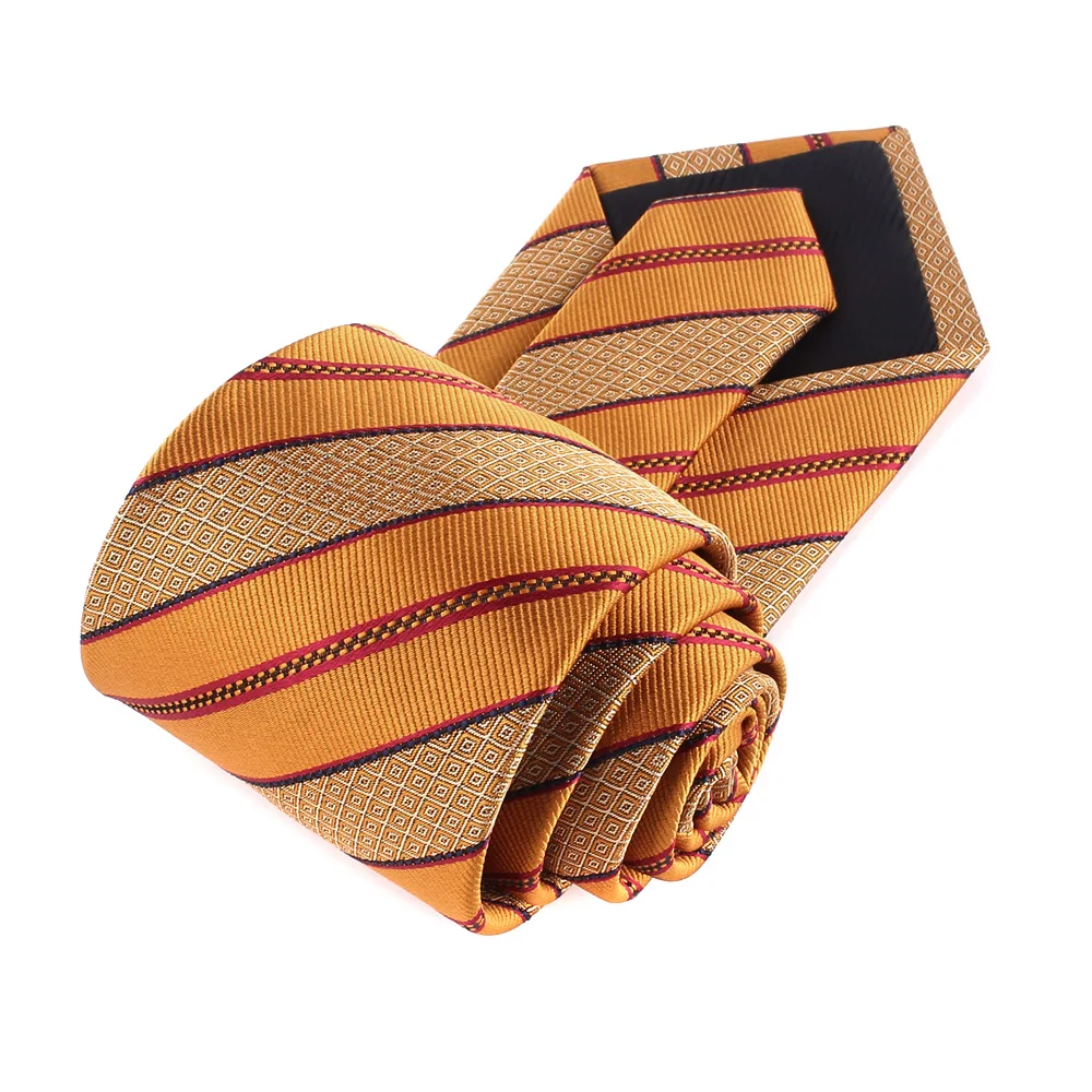 Orange Braune Krawatten für Männer und Frauen, Anzug, gestreifte Krawatte für Party, Business, klassische Paisley-Krawatten, Hochzeit, Krawatte, Bräutigam-Geschenke – Detail 20