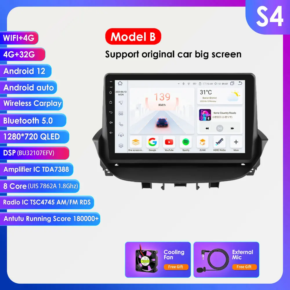 Hizpo 9 Inch 4G LTE draadloze CarPlay Android Auto autoradio voor Renault Laguna 2 2001-2007 AI GPS navigatie 2Din DSP 360 camera