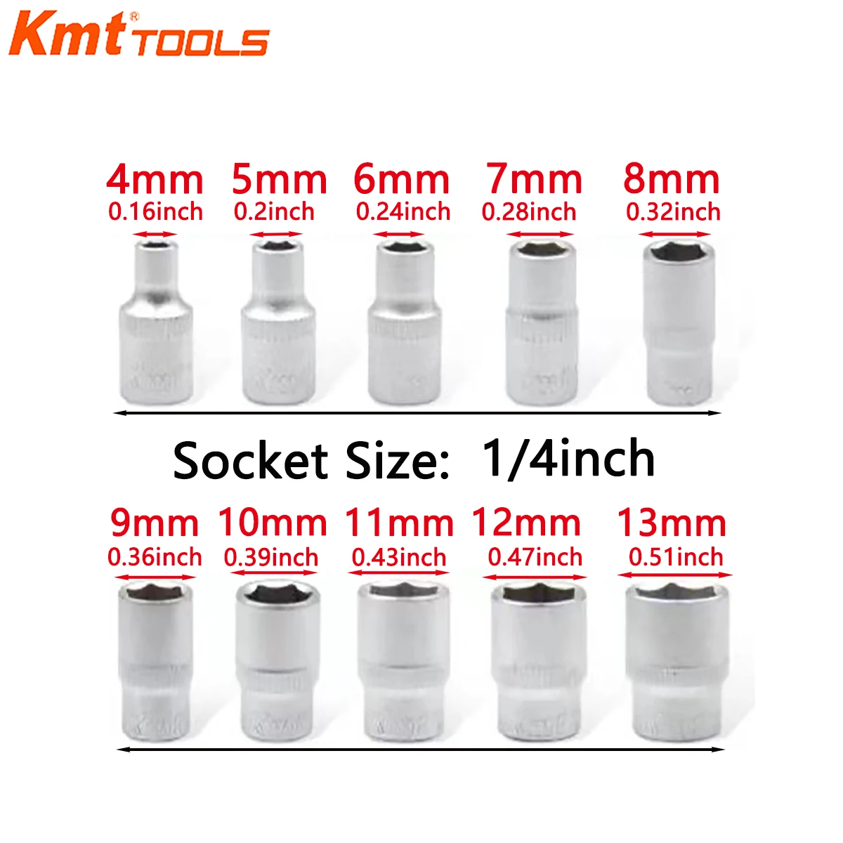 KMT 1/4 and 3/8inch  Drive Socket Set, Deep Metric Sockets,Drive Sliding Wrench Breaker Bar Adjustable T-Handle Socket Hand Tool