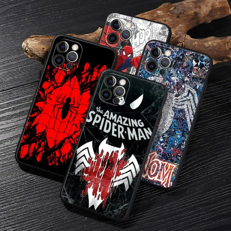 

Marvel Spiderman Venom Funda For iphone 15 Pro Max Case For iPhone 14 11 12 13 Mini 15 Pro 14Plus XS 7 8 SE 2020 Case Soft Cover