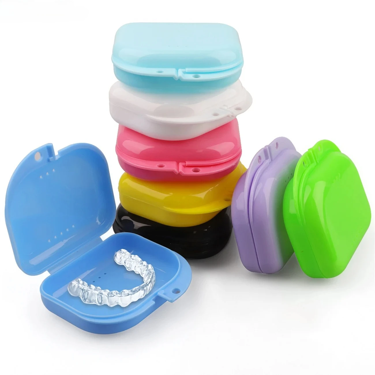 Denture Case Retainer Box Dental Teeth Aligner Storage Holder Container for Braces Mouth Guard False Teeth Travel Case