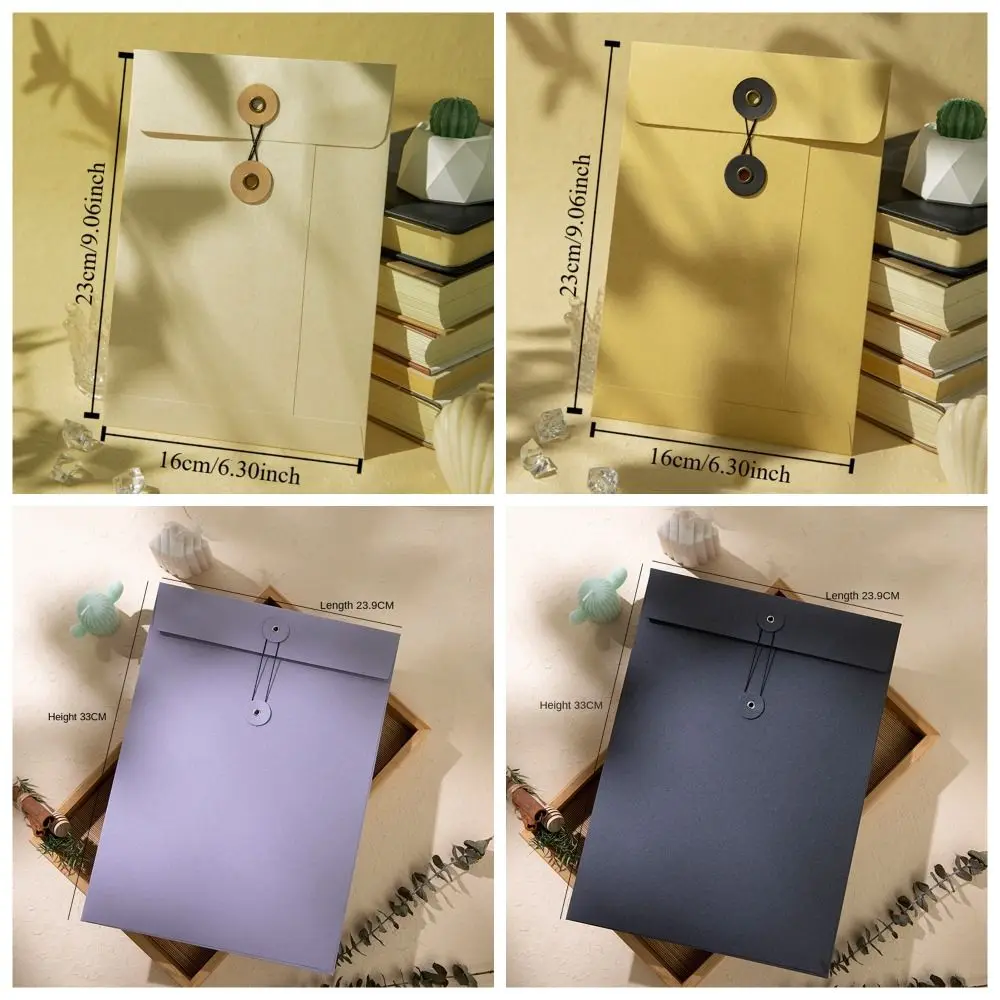 A4/A5 Kraft Paper Envelopes with String Tie Closure Clasp Retro Vintage Brown Envelopes European Style Invitation Card