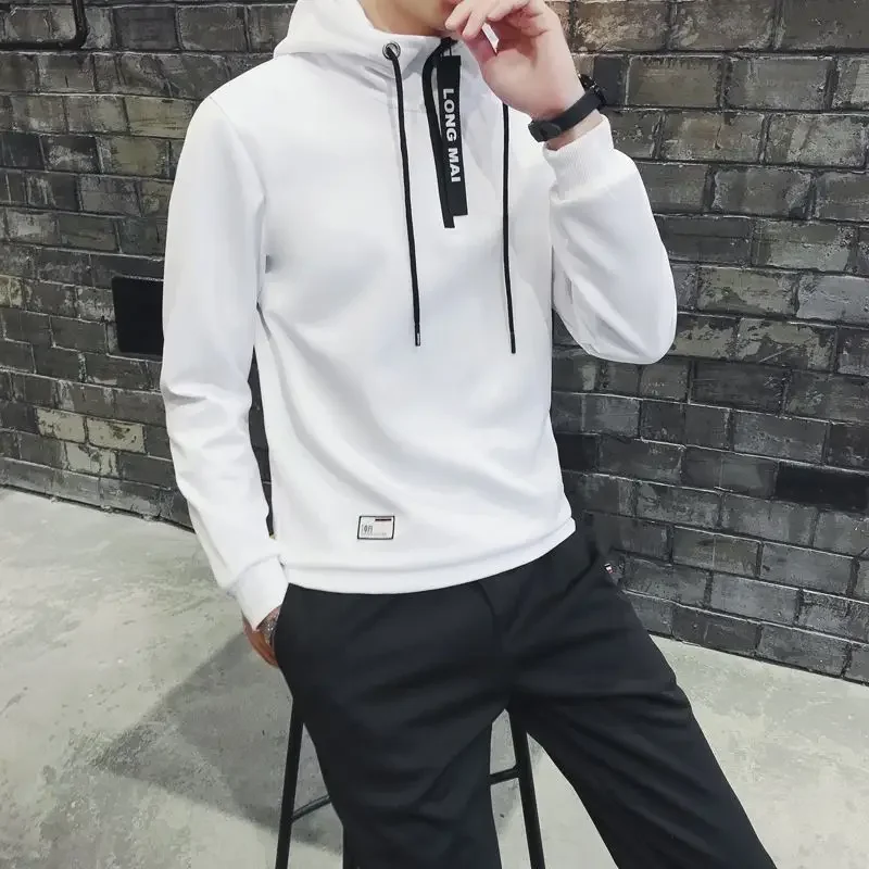 Hooded Male Clothes Half Zip Sweatshirt For Men Black Letter Hoodies Cheap Wholesale Low Price Autumn Winter S Korean Style