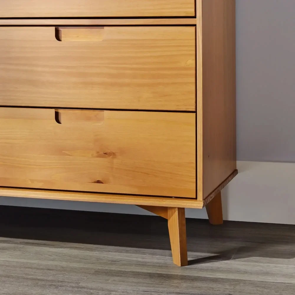 6-Drawer Solid Wood Caramel Dresser  Storage Cabinet Living Room Cabinets image 5