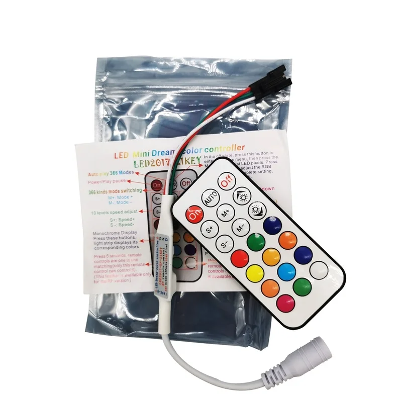 WS2811 WS2812 RGB Controller 21key LED Lights RF Remote Controller For WS2812B LED Strip Dimmer 5V 24V 5050 Strip Lights Control