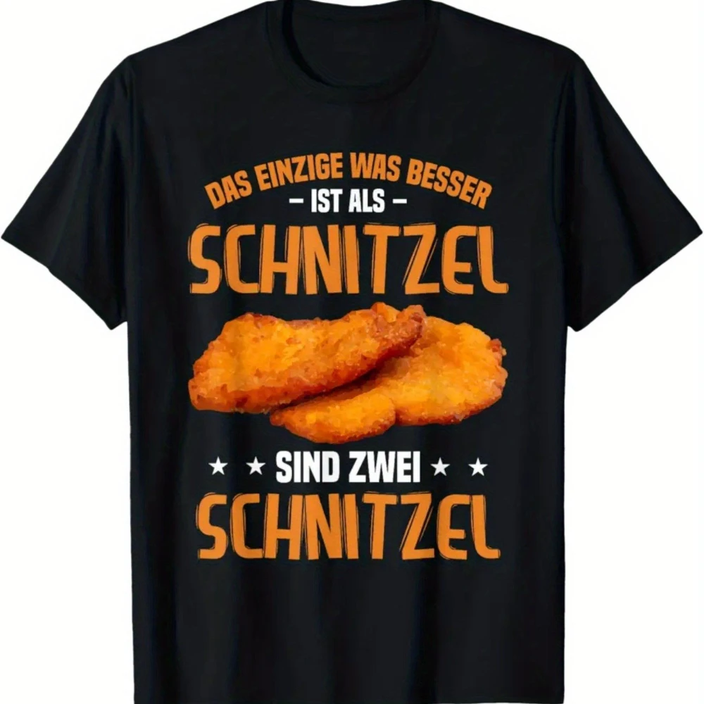Men's Austrian German Wiener Schnitzel T-Shirt Funny Food Print Short Sleeve Casual Tee Suitable for Cuisine Lovers All-Season