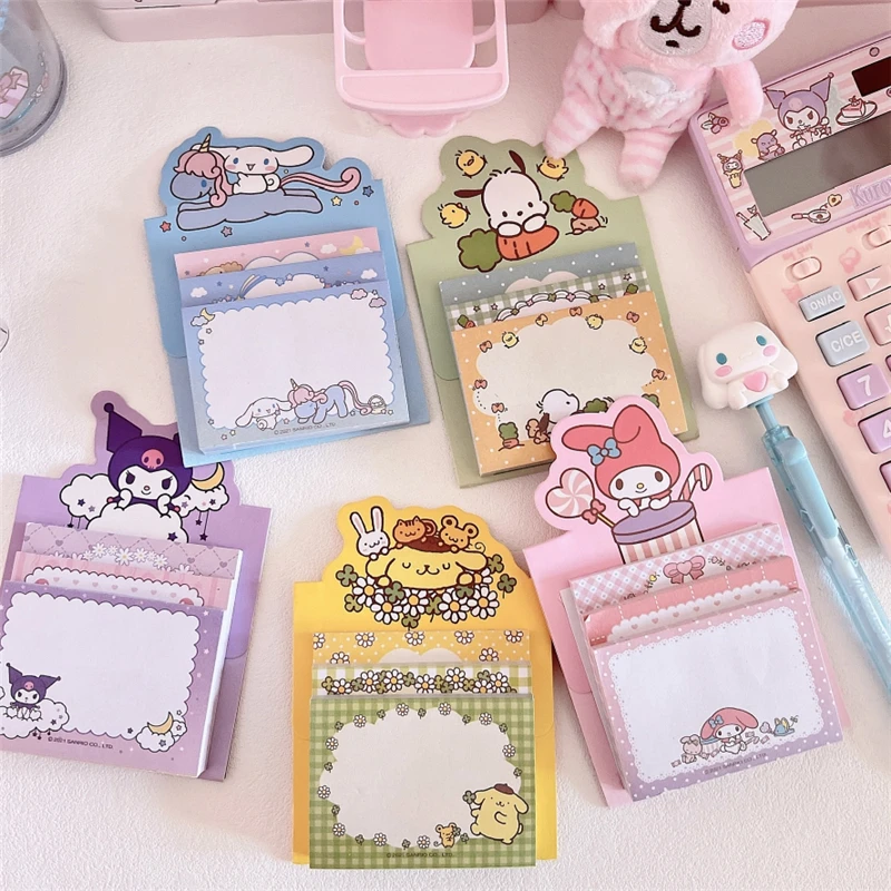 Sanrios Sticky Notes Anime Hello Kitty Kuromi My Melody Cinnamoroll Student Tearable Notes Memo Notepad Stickers School Supplies