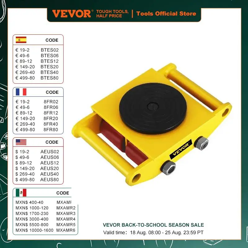 

VEVOR All-Steel Industrial Machinery Mover Pallet Trolley 6T Small Carrying Tank With 360 Degree Rotation for Transporting Cargo