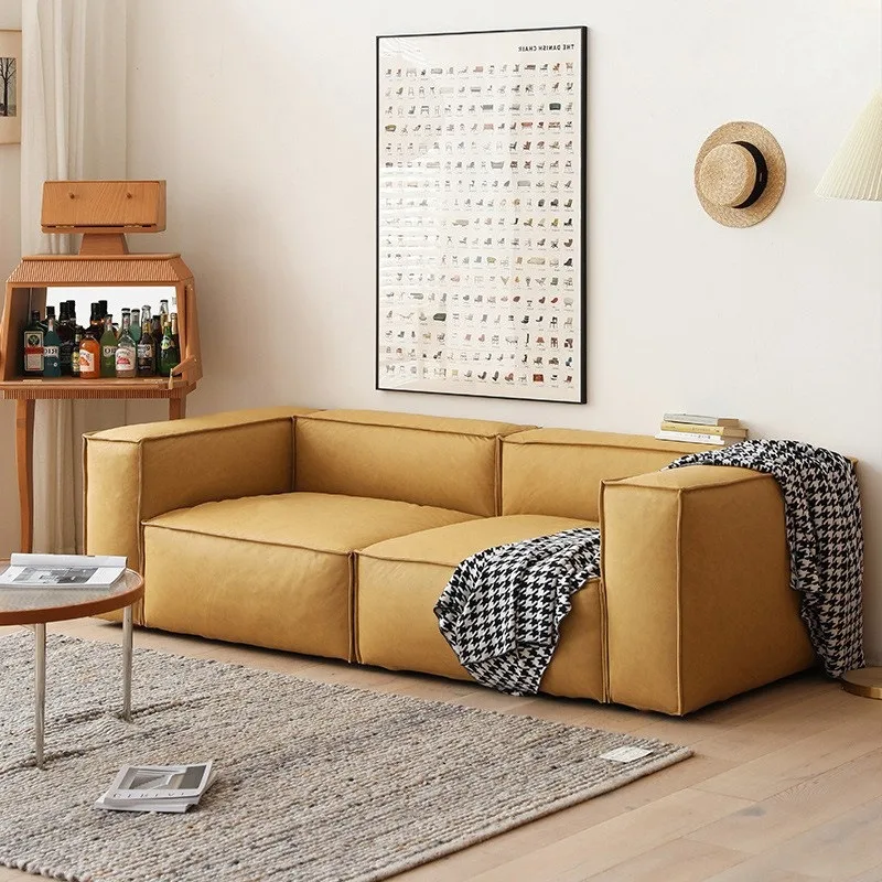 

Japanese-style removable and washable sofa three or four-person technology fabric simple small apartment tofu block straight row